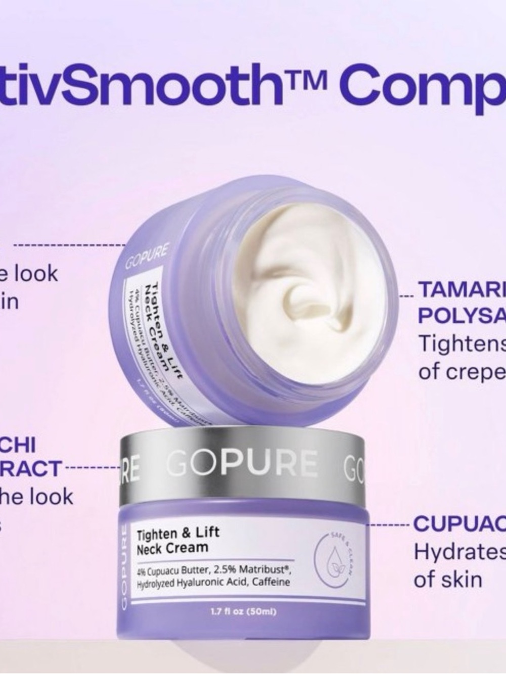 GoPure Tighten & Lift Neck Cream 1.7fl oz expire 2028 - Picture 3 of 3